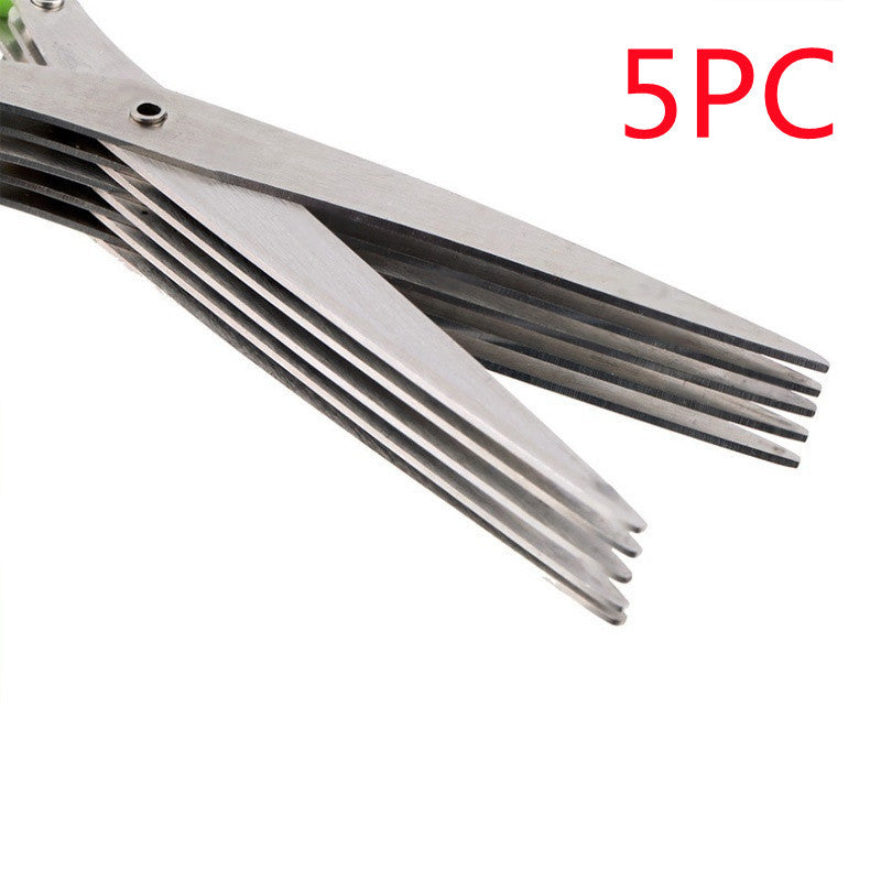 Multi-Layer Stainless Steel Herb Scissors – Quick Cut Kitchen Tool for Green Onions, Nori & Spices