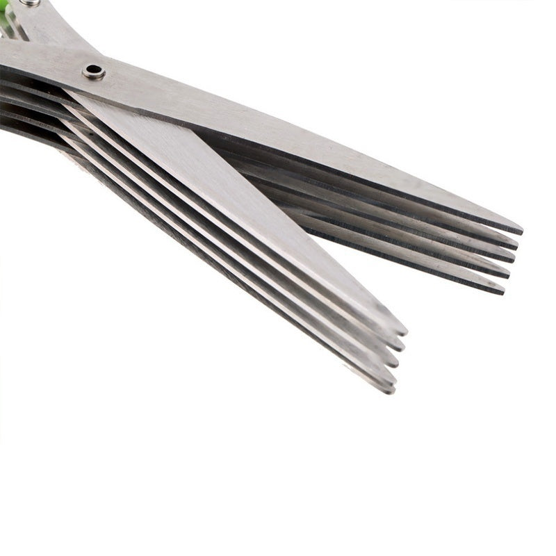 Multi-Layer Stainless Steel Herb Scissors – Quick Cut Kitchen Tool for Green Onions, Nori & Spices