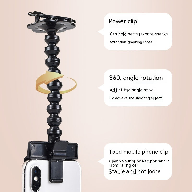 Pet Selfie Stick Clip – 360° Rotating Smartphone Holder for Fun Pet Photos & Videos