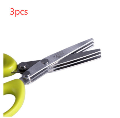 Multi-Layer Stainless Steel Herb Scissors – Quick Cut Kitchen Tool for Green Onions, Nori & Spices