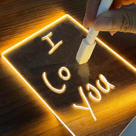 LED Message Board Night Light – USB Creative Note Board with Pen, Decorative Holiday Lamp & Gift for Kids or Loved Ones